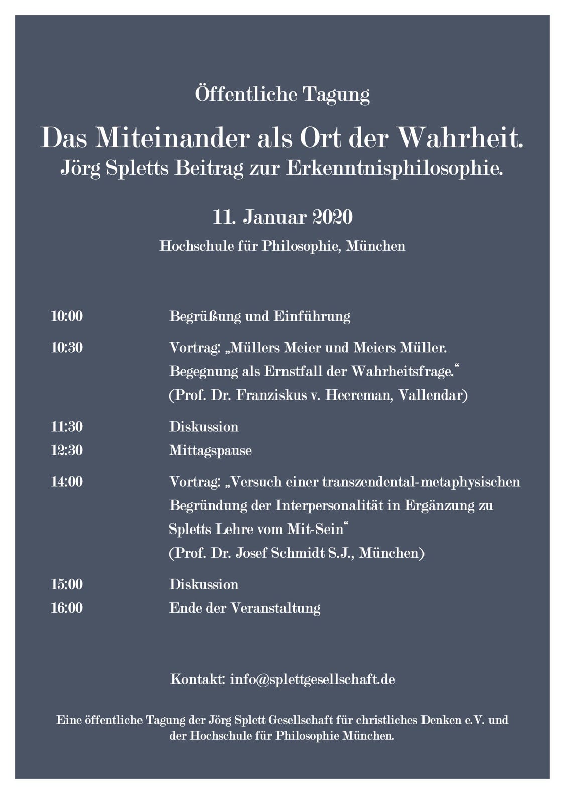 Veranstaltung zu Jörg Spletts Erkenntnisphilosophie